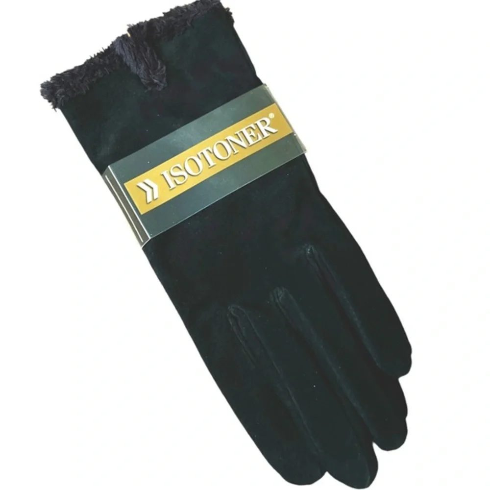 Isotoner micro luxe gloves black suede soft lining XL NWT